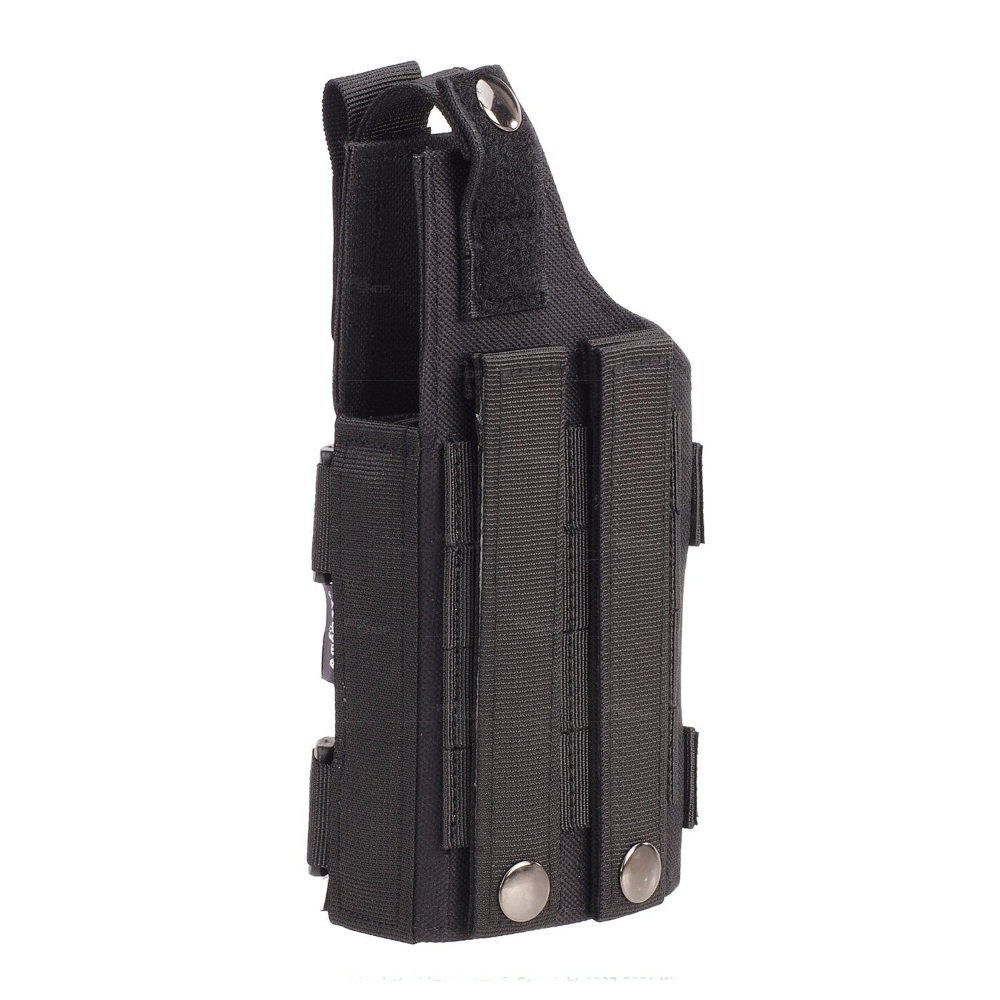 Discover the Universal Airsoft Holster perfect for Glock, Hi capa, 1911 & more. Available in black for tactical shooting & airsoft events at ReplicaAirguns.ca.