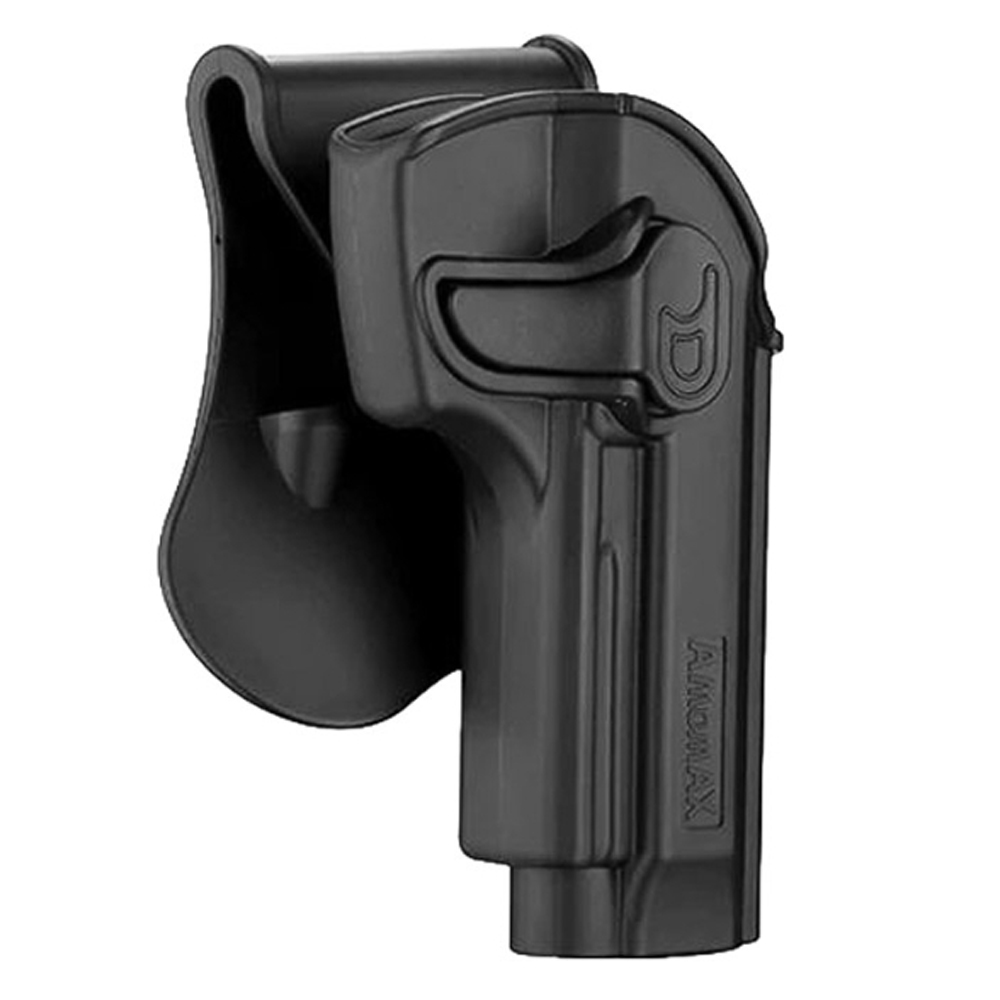 Amomax holster designed for Beretta 92 series, ensuring a secure fit for daily use, shooting training, and airsoft events. Right-hand option for versatile carrying on belts, legs, and MOLLE systems. (Note: Not compatible with M92 with tactical rail.)