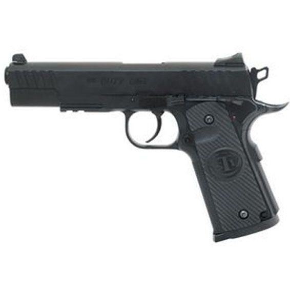 Explore the ASG STI Duty One 1911 Blowback Airsoft Pistol - semi-automatic, metal slide, integrated weaver rail, and discreet CO2 compartment. Available at ReplicaAirguns.ca.