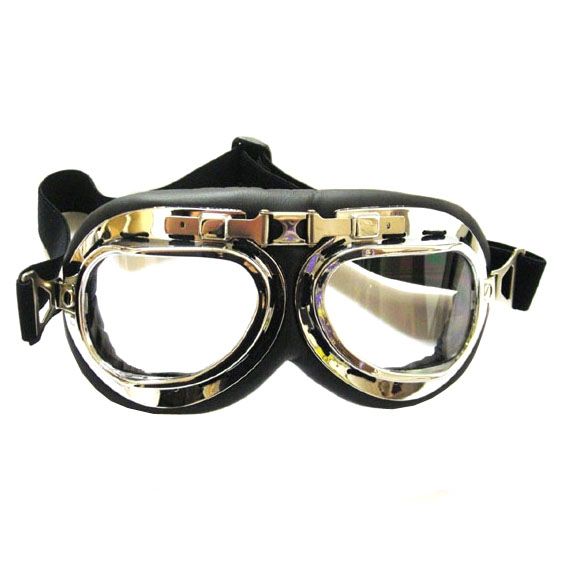 Aviator Goggles WW2 Style Chrome