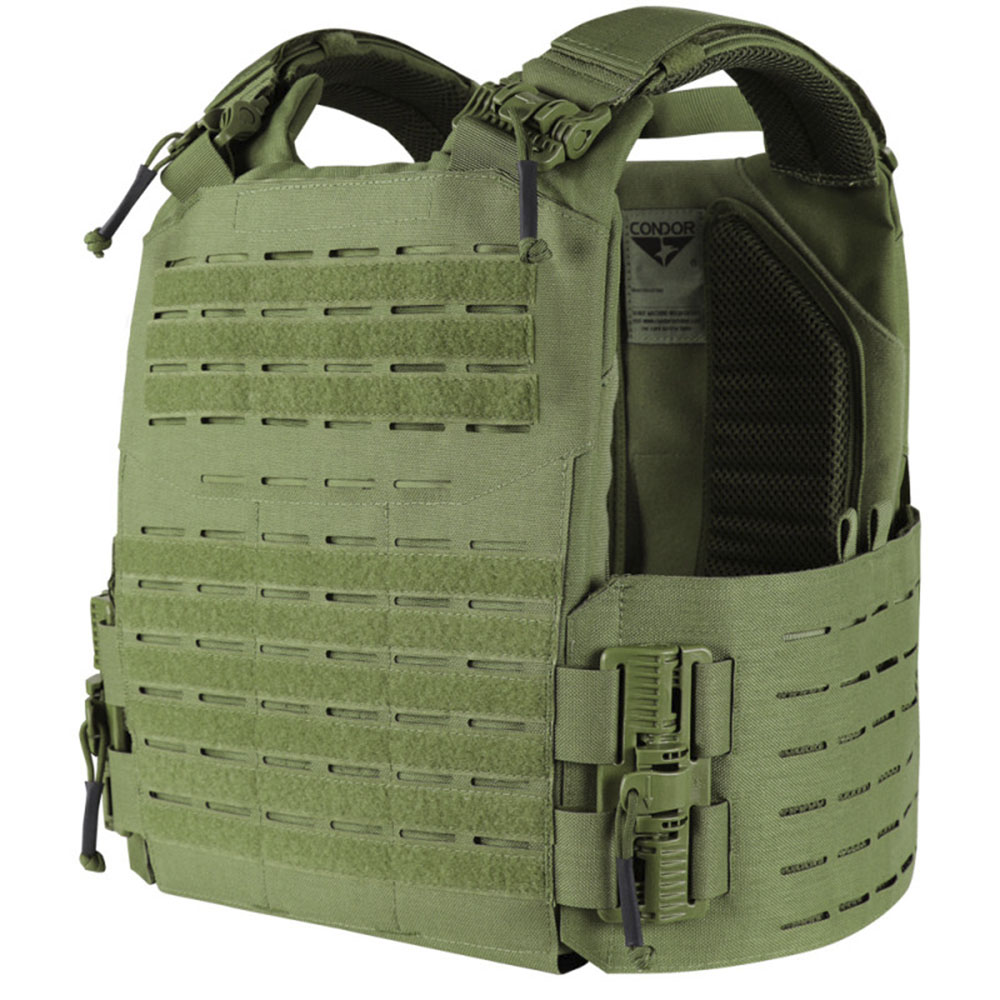 The Condor VANQUISH RS Plate Carrier is a durable, versatile platform with rapid open connectors for emergency removal. Features laser-cut loop MOLLE panel, plate pockets, documentation compartment, adjustable straps, accepts various plate sizes.
