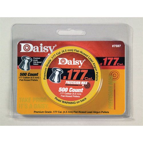 Explore the Daisy Precision Max 4.5mm Flat-Nosed Pellets ideal for target practice and superior accuracy in a 500-pellet tin.