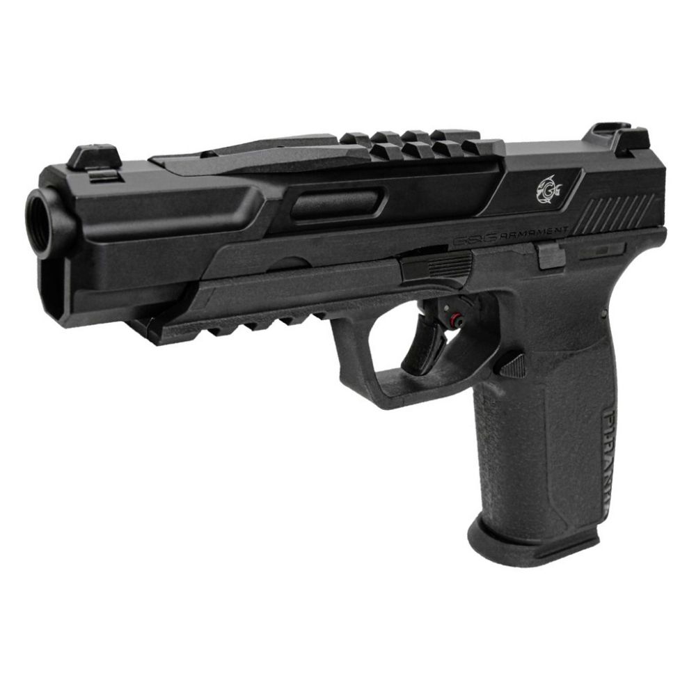 Explore the G&G Piranha TR Gas Blowback Airsoft Pistol - a blend of metal and polymer construction, partial slide Blowback, and innovative features. Available at ReplicaAirguns.ca.