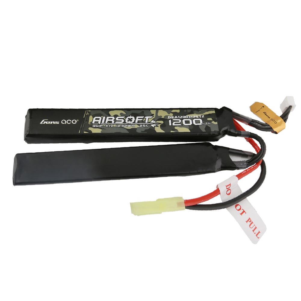 Gens Ace 11.1V 1200mAh 3S 25C 2X Airsoft Battery - Tamiya Plug