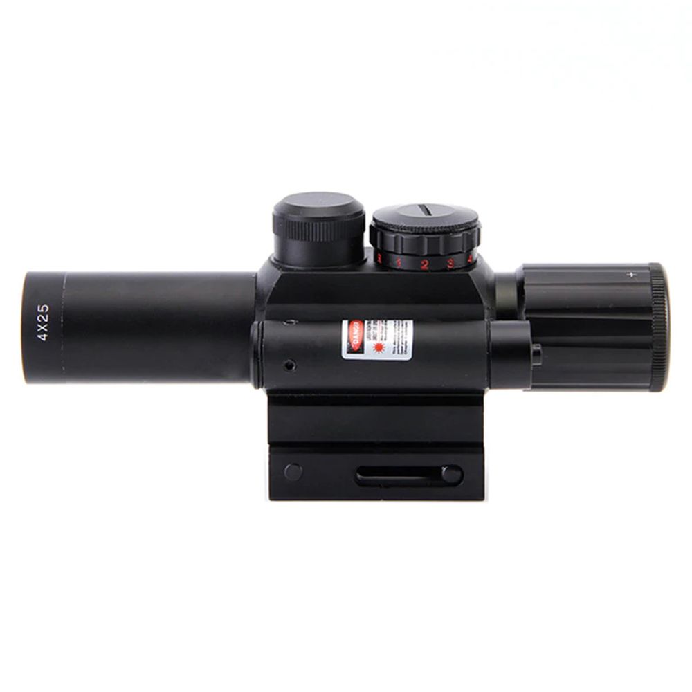 M6 4x25 Mil-Dot Rifle Scope w/ Red Laser