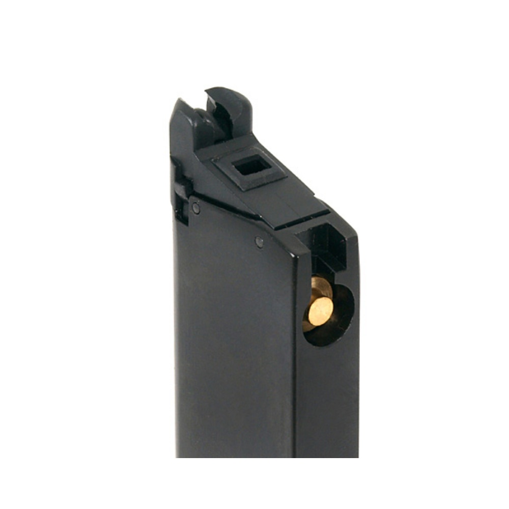 Get the KJW M1911 CO2 Magazine for reliable feeding and a realistic feel. Holds 25 BBs, metal alloy construction. Compatible with KJW and other 1911 series gas blowback pistols. Available at ReplicaAirguns.ca.