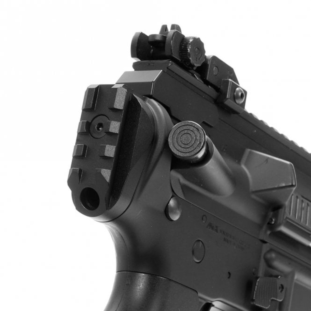 Upgrade your TM M4 Patriot HC with the LayLax Rear Stock Base. Crafted from durable aluminum alloy, it adds a 3-slot Picatinny rail and a rear QD sling swivel mount. Includes a Hexagon socket countersunk bolt for convenient installation.