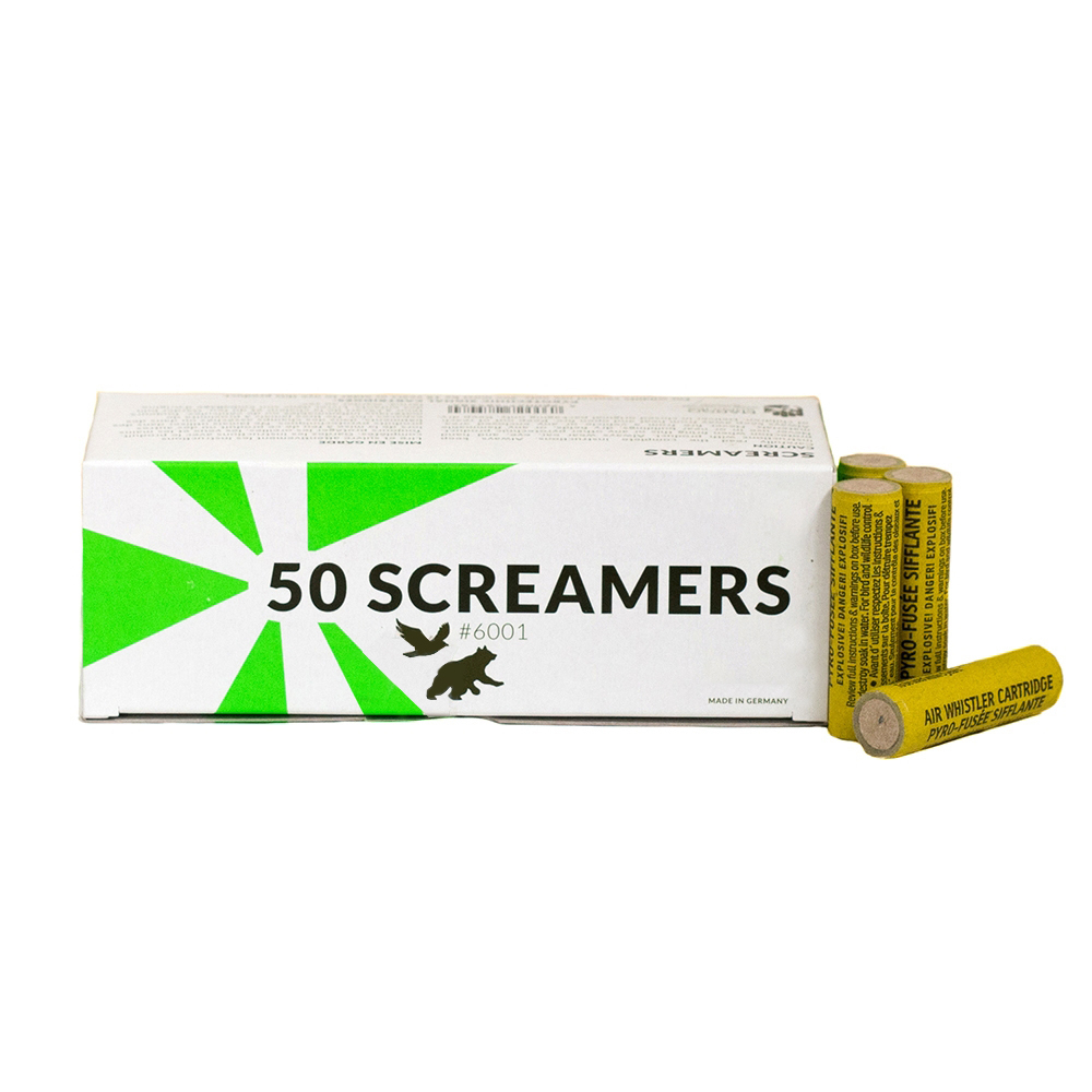 Screamers 15mm Scare Cartridges produce a loud screeching sound. Effective for scaring birds and animals. Pack of 6 cartridges.