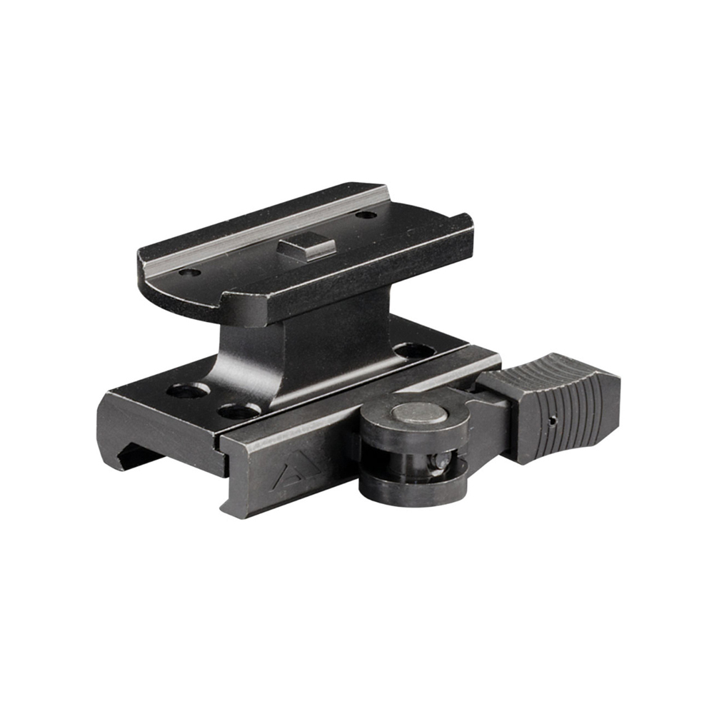 Featuring a machined recoil lug and textured quick release base, this black anodized 6061 T6 aluminum mount ensures wear prevention between surfaces. Ideal for absolute co-witness.