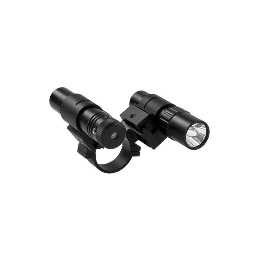 Ncstar Double Rail Scope Adapter And Flashlight With Green Laser Set