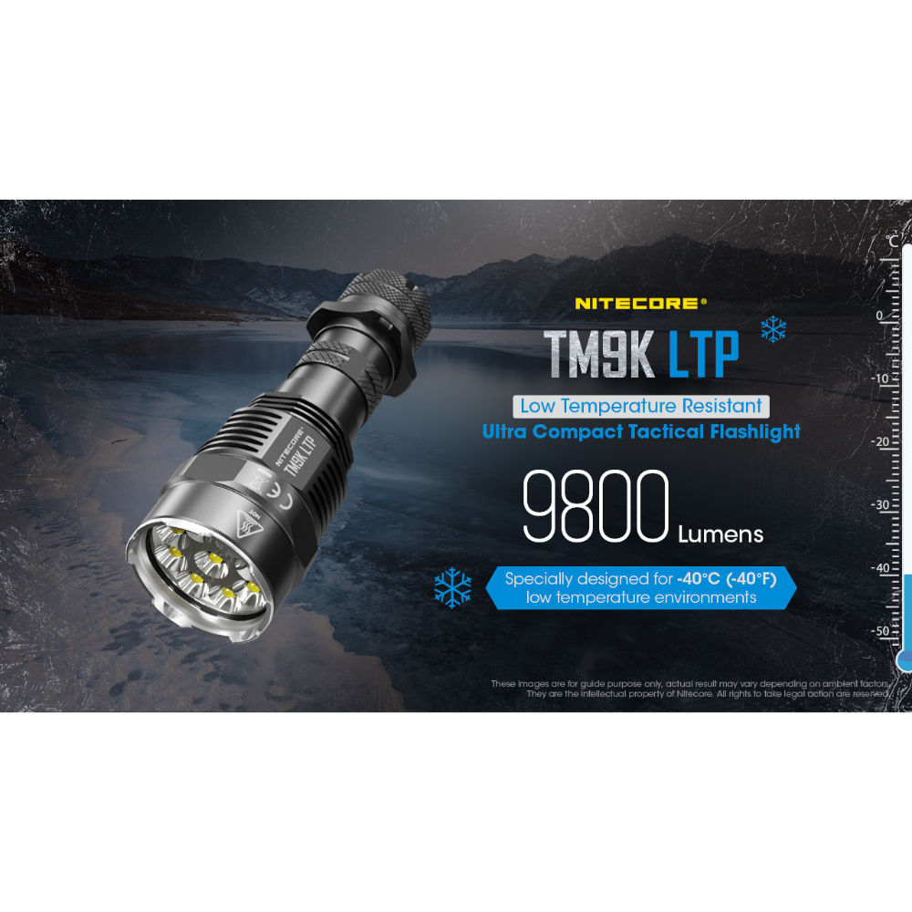 Explore the Nitecore TM9K LTP Flashlight - 9800 lumens, designed for sub-zero conditions. Tactical ring, compact size. Available at ReplicaAirguns.ca.