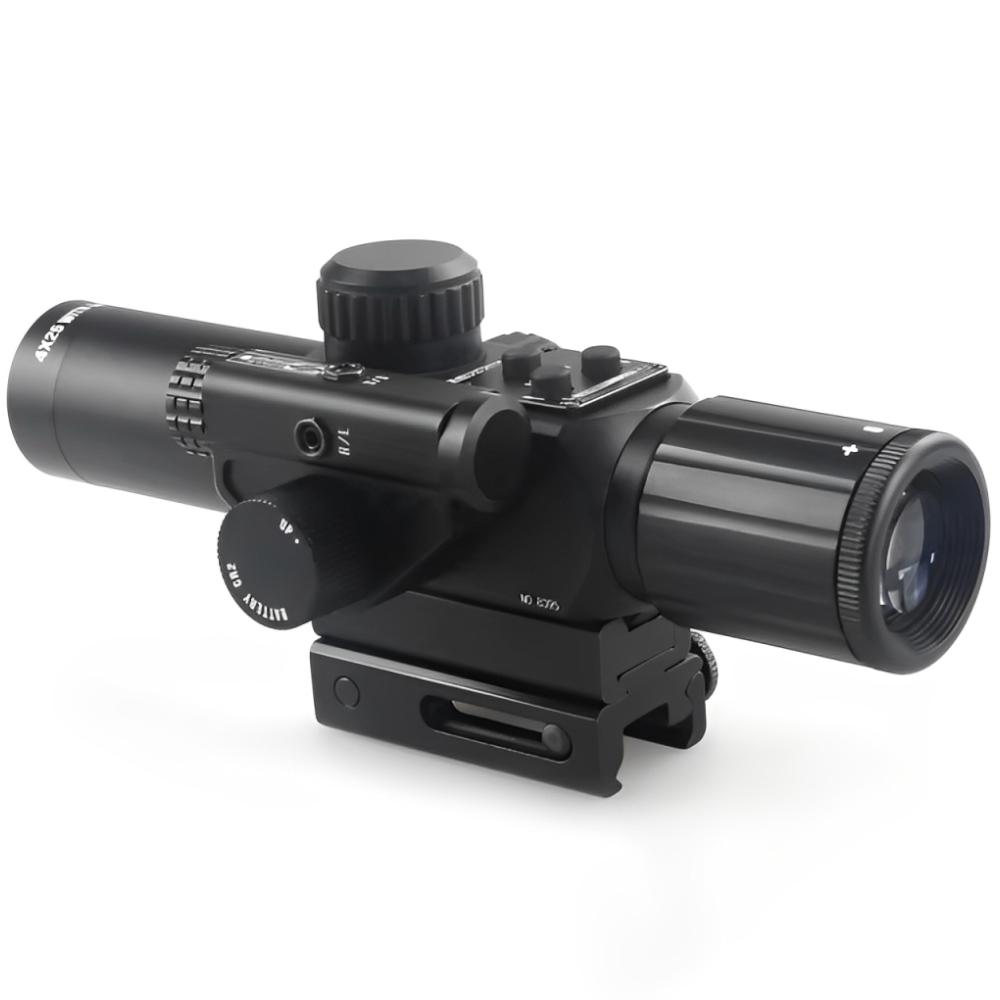 4X Red Laser Sight with 24 Mil-Dot Reticle - 25mm Objective