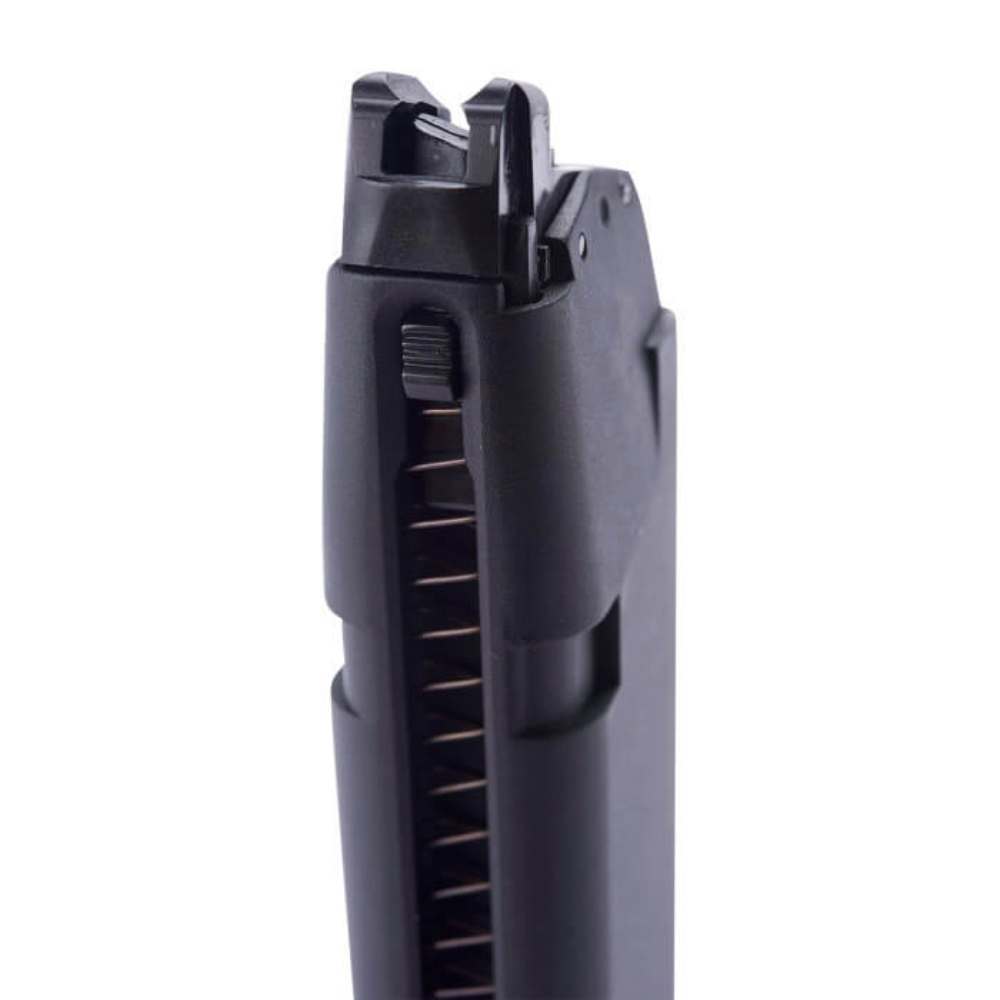 Elevate your airsoft game with the Umarex G19 Gen3 Gas Magazine. Featuring a 19-round capacity, efficient gas usage, and durable steel construction. Available at ReplicaAirguns.ca for an enhanced airsoft experience.