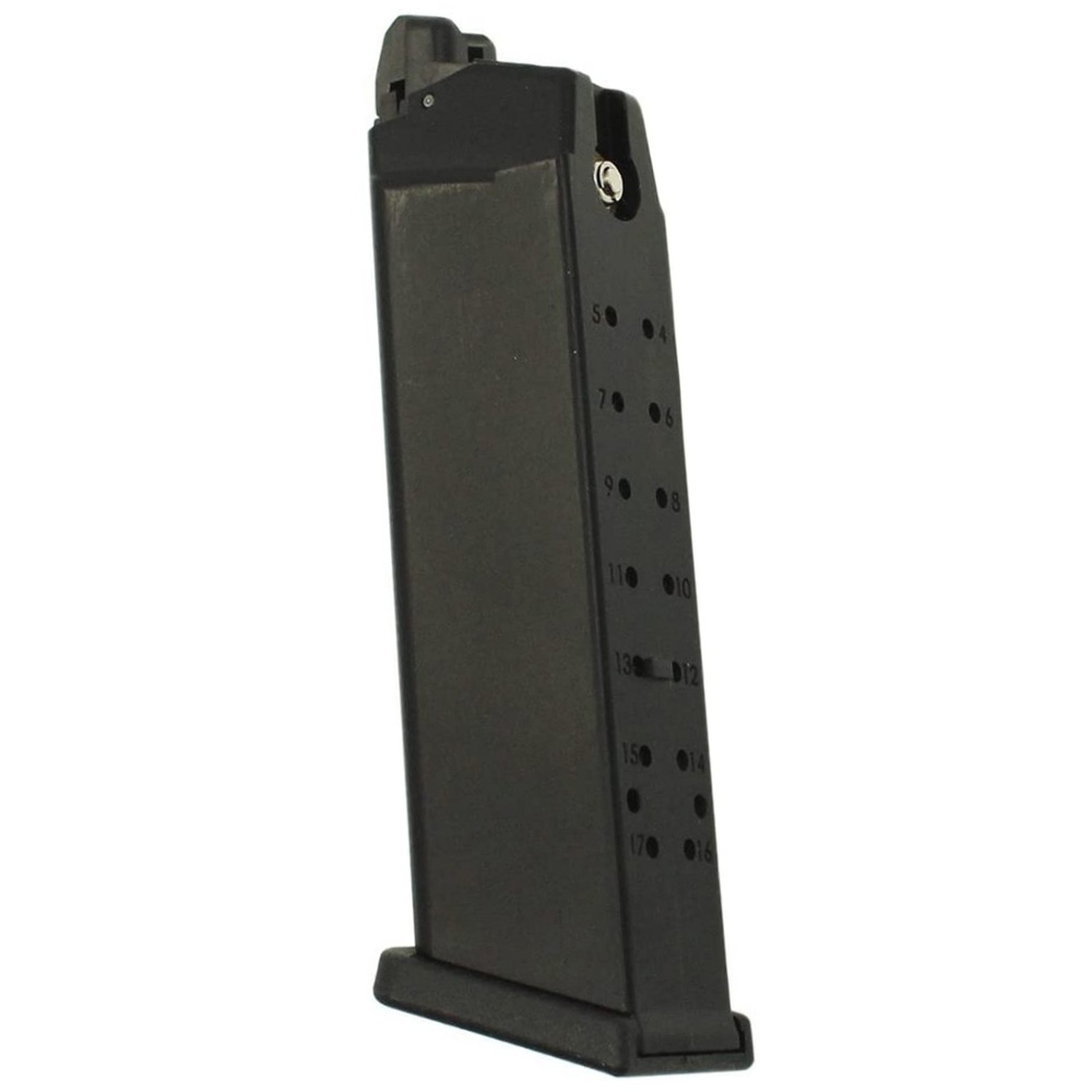 Enhance your airsoft experience with the WE Glock 17 Airsoft Magazine. Durable metal construction, 25-round capacity. Compatible with 6mm caliber WE Glock and select KJW pistols. Available at ReplicaAirguns.ca.