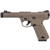 Explore the detailed features and design of the Action Army AAP-01 GBB Airsoft Pistol on ReplicaAirguns.ca. Gas blowback, SAO action, 360 FPS, metal and polymer build. Enhance your airsoft collection with this unique and reliable pistol.