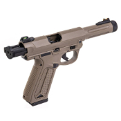 Explore the detailed features and design of the Action Army AAP-01 GBB Airsoft Pistol on ReplicaAirguns.ca. Gas blowback, SAO action, 360 FPS, metal and polymer build. Enhance your airsoft collection with this unique and reliable pistol.