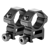 Upgrade your weapon with Aim Sports High Profile 1 Inch Weaver Rings. Wobble-free, weaver base mount with a locking plate. Lightweight aircraft-grade aluminum for perfect balance.