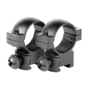 Upgrade your weapon with Aim Sports High Profile 1 Inch Weaver Rings. Wobble-free, weaver base mount with a locking plate. Lightweight aircraft-grade aluminum for perfect balance.