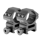 Upgrade your weapon with Aim Sports High Profile 1 Inch Weaver Rings. Wobble-free, weaver base mount with a locking plate. Lightweight aircraft-grade aluminum for perfect balance.