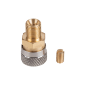 Explore images of the stainless steel Air Venturi PCP Air Gun Quick-Disconnect Adapter. Compatible with max 5,000 psi, multiple connection possibilities. Available at ReplicaAirguns.ca.