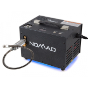 Explore images of the Air Venturi Nomad II Portable PCP Compressor, reaching 4500 psi. Versatile power supply, integrated LED lights, and portable design. Available at ReplicaAirguns.ca.