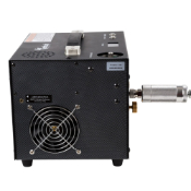 Explore images of the Air Venturi Nomad II Portable PCP Compressor, reaching 4500 psi. Versatile power supply, integrated LED lights, and portable design. Available at ReplicaAirguns.ca.