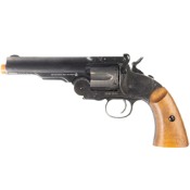 View the Schofield No. 3 CO2 Airsoft Revolver by Barra on ReplicaAirguns.ca. Authentic design, 460 FPS, 6-shot cylinder, and realistic cartridges for realistic airsoft fun.