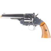 View the Schofield No. 3 CO2 Airsoft Revolver by Barra on ReplicaAirguns.ca. Authentic design, 460 FPS, 6-shot cylinder, and realistic cartridges for realistic airsoft fun.