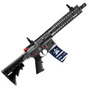 Crosman R1 Fallen Patriots Blowback CO2 Full Auto BB Rifle - Realistic M4/AR styled airgun with blowback action, semi and full-auto shooting, 25 round magazine, and adjustable stock.