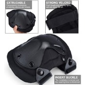 Enhance your protection with these military-style knee pads featuring a hard plastic shell, adjustable velcro straps, and inner padding for comfort. Must-have for combat scenarios 