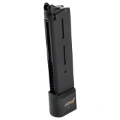 Enhance your airsoft game with the Echo1 Wolfsbane M1911 Gas Pistol Magazine. Compatible with Wolfsbane M1911 Gas Pistol, 31-round capacity, powered by green gas. Heavyweight construction with a matte black finish. Get it at ReplicaAirguns.ca.