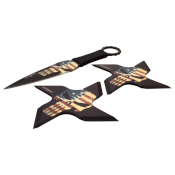 American Pride Skull Throwing Knife & 2 Throwing Stars