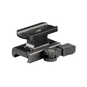 Featuring a machined recoil lug and textured quick release base, this black anodized 6061 T6 aluminum mount ensures wear prevention between surfaces. Ideal for absolute co-witness.