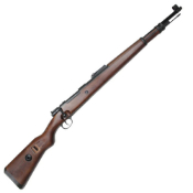 Explore realism with the S&T Matrix KAR98K Airsoft Rifle. Crafted with real wood and metal, the bolt-action rifle weighs over 7 pounds. The rustic finish adds authenticity, replicating the WWII-era Kar98k.