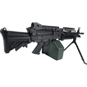 Explore the realistic FN Herstal M249 SAW Airsoft Rifle on ReplicaAirguns.ca. Electric, 380FPS, 2400rd Magazine. Authentic design for airsoft enthusiasts.