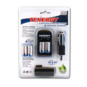 Tenergy Li-Ion (4) RCR123A 600mAh Kit w/Smart Charger & Car Adapter