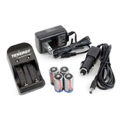 Tenergy Li-Ion (4) RCR123A 600mAh Kit w/Smart Charger & Car Adapter