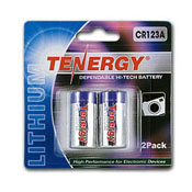 Tenergy 3V 1400mAh Propel Lithium Primary CR123A Batteries with PTC Protection - 2 Pack