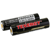 Tenergy 2 Pack Li-Ion 18650 2600mAh Protected Button Top Battery W/ USB Port