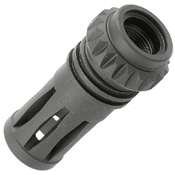 Medusa Flash Hider for airsoft rifles. Steel construction, bird cage design. Covert matte black finish. Compatible with 14mm CCW threaded barrels.