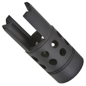 "Medusa Flash Hider for airsoft rifles. Steel construction, rebar cutter style. Covert matte black finish. Compatible with 14mm CCW threaded barrels.