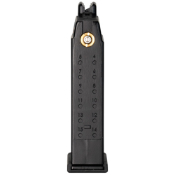 Upgrade your airsoft game with the WE Airsoft Gen5 G19 Series 20-Round Magazine in black. Sturdy metal construction with a polymer base plate. Available at ReplicaAirguns.ca.